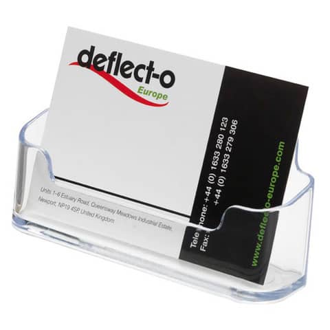 Portabiglietti da visita da tavolo deflecto® in polistirene 1 scomparto trasparente 9,6x5,5x5 cm - 70101